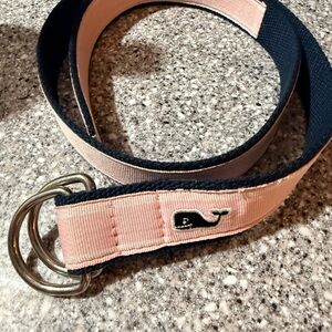 Vineyard Vines Navy and Pink Whale Belt